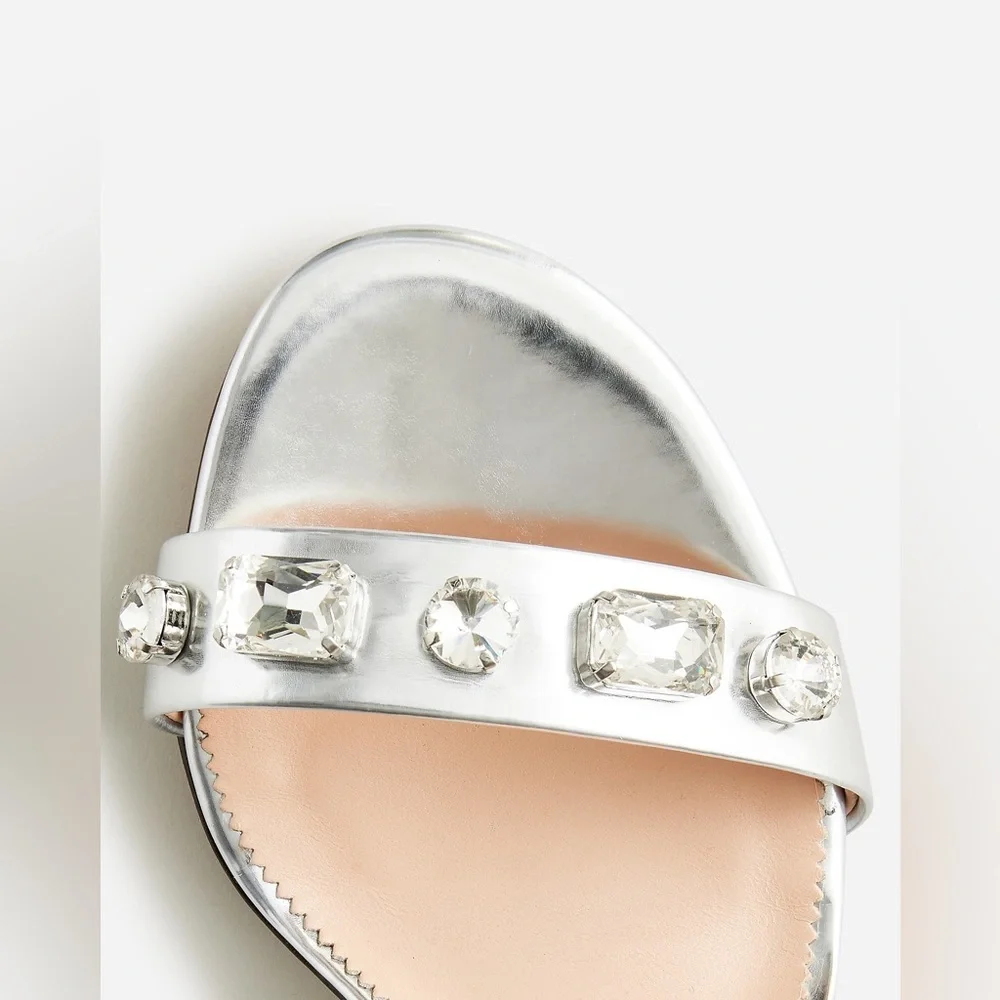 J.Crew Lucie jeweled sandals in Italian metallic leather BS878